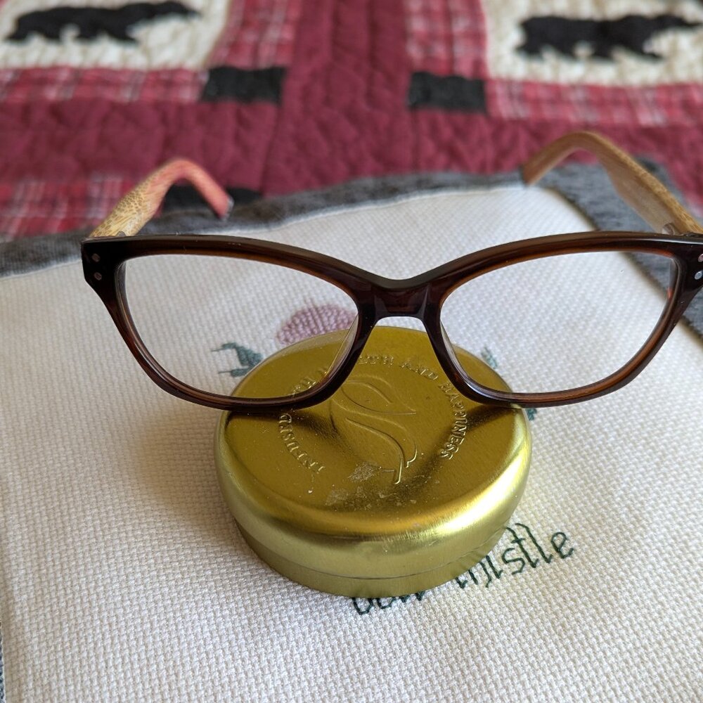 English Laundry Wheeler Black Bamboo Cat Eye Womens Eyeglasses LENSES 51-16-135
